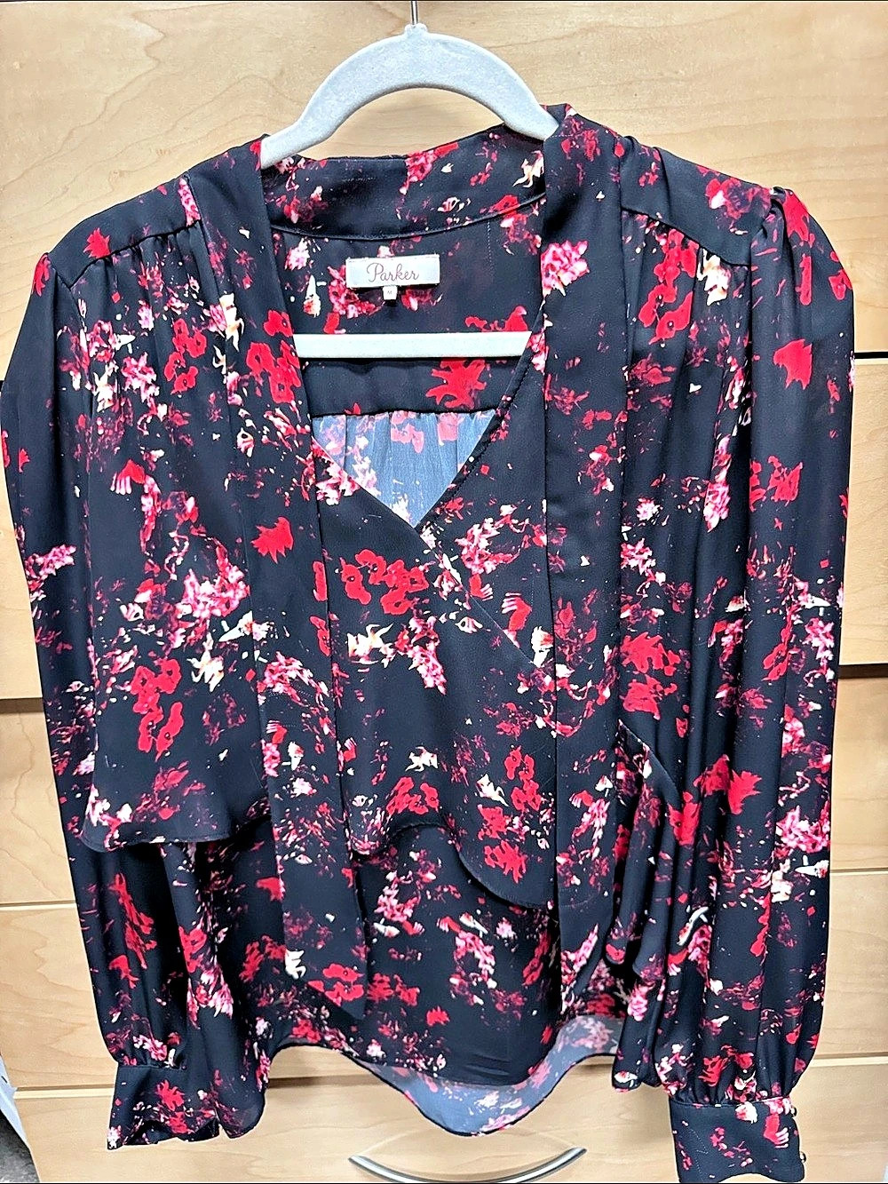 Parker Floral Blouse in Black & Pink Size Medium